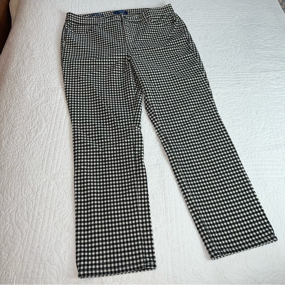 TALBOTS Stretch Corduroy High Waist Straight Leg Pants Buffalo Check EUC Sz 14P - Picture 3 of 13